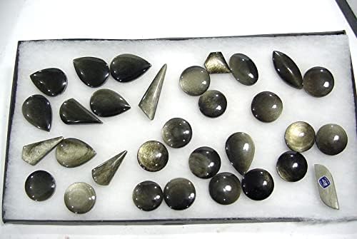 Mexican Gold Sheen Obsidian Lapidary Gem Stones 31 Pieces