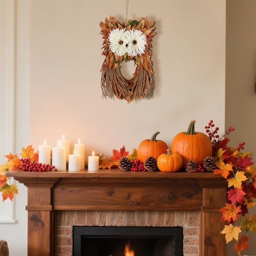Winemana Fall Wreath with Owl and Berries