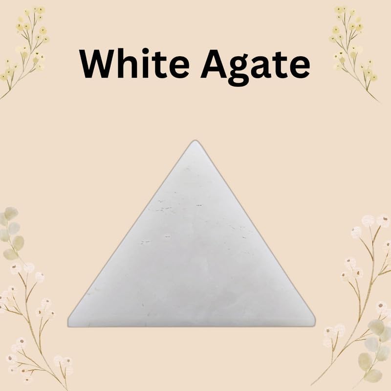 EDZZEL Natural White Agate Pyramid Stone 1 Inch 1 Pcs