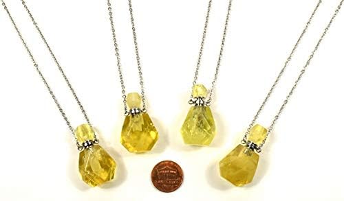 33mm Golden Citrine Mini Perfume Carved Bottle with Chain