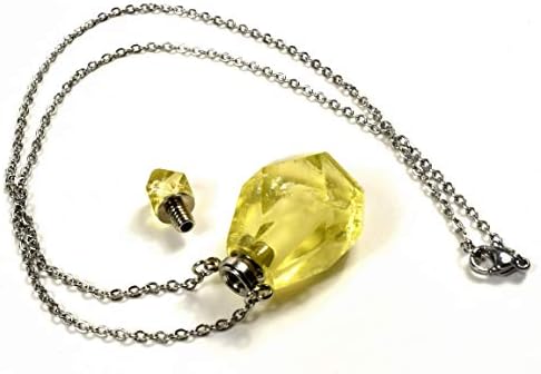 33mm Golden Citrine Mini Perfume Carved Bottle with Chain