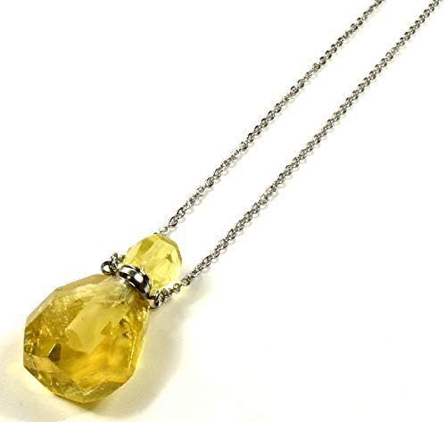 33mm Golden Citrine Mini Perfume Carved Bottle with Chain