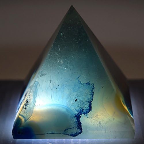 HC Set Dyed Blue Agate Pyramid and Clear Quartz Cabochon