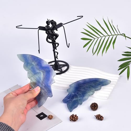 JIC Gem Blue Fluorite Crystal Butterfly Wings Decor