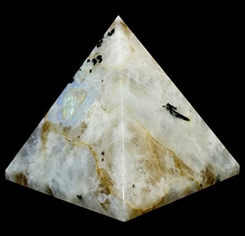 HC Set 79mm Rainbow Moonstone Pyramid Clear Quartz Cabochon