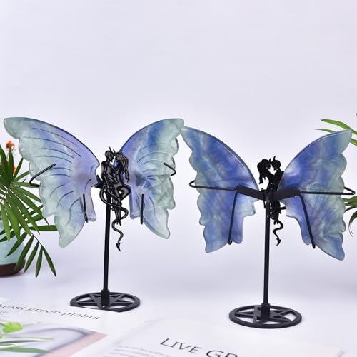 JIC Gem Blue Fluorite Crystal Butterfly Wings Decor