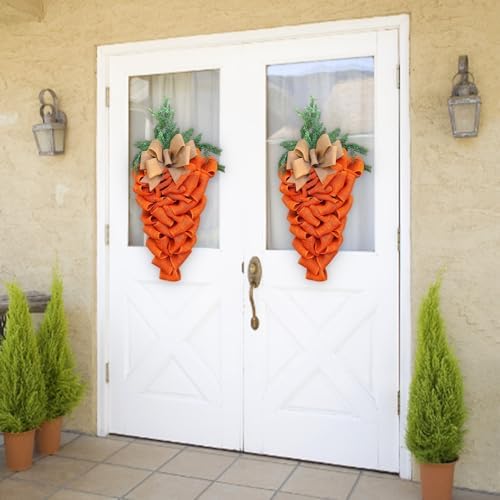 236 Inch Easter Carrot Wreath with Bow and Eucalyptus Leaves