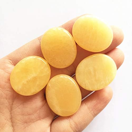 7 Pcs Natural Yellow Jade Worry Stones for Healing and Meditation