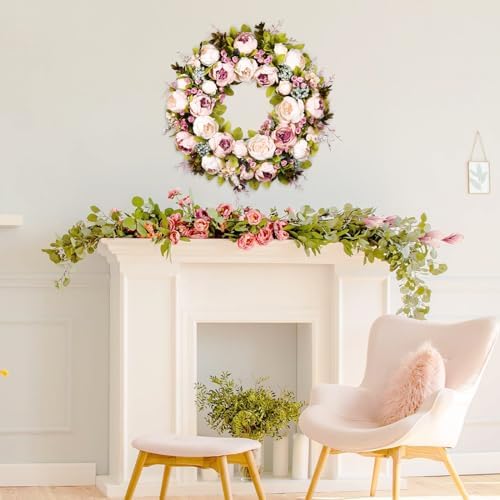22 Inch Handmade Peony Wreath for Front Door