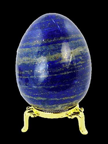 Natural Afghanistan Lapis Lazuli Egg Healing Stone with Stand