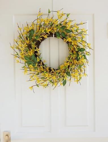 Hometrance 20 Inch Spring Wreath with Yellow Forsythia