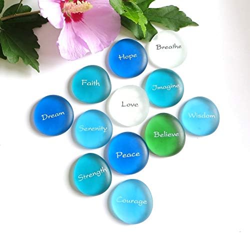 Mermaids Message 100 Frosted Faux Sea Glass Stones with Display Basket