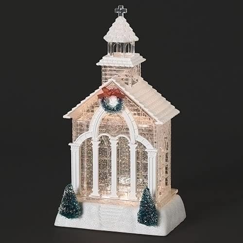 Roman Lighted Swirl Church with Tree and Wreath 115 Inch