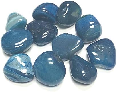 Tumbled Dyed Agate Stones with Velvet Bag - 1 Inch Blue