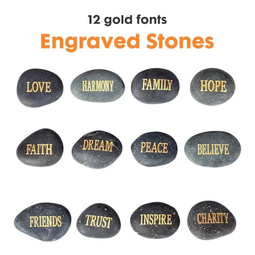 DIY Rocks 12pcs Engraved Stones for Home Decor