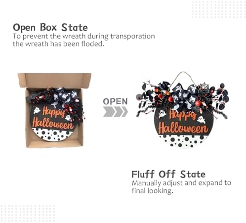 Idyllic 14 Inch Halloween Door Wreath Decor