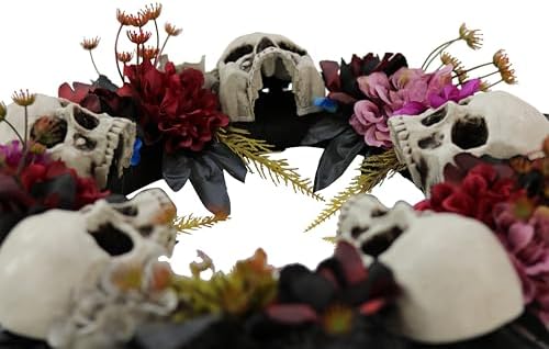 Haunted Hill Farm 24-Inch Halloween Wreath with Skulls and Vines