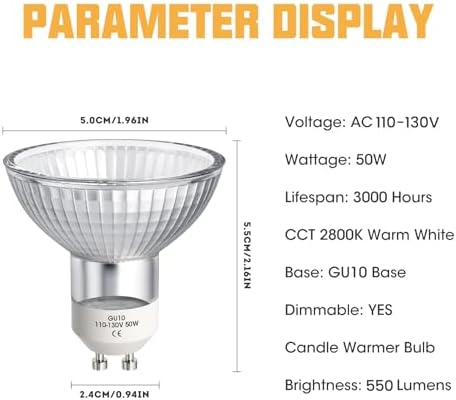 Mlogiroa 50W 110V GU10 LED Candle Warmer Bulbs 6-Pack