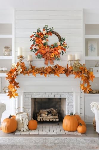 24 Inch Artificial Fall Wreath for Front Door 1