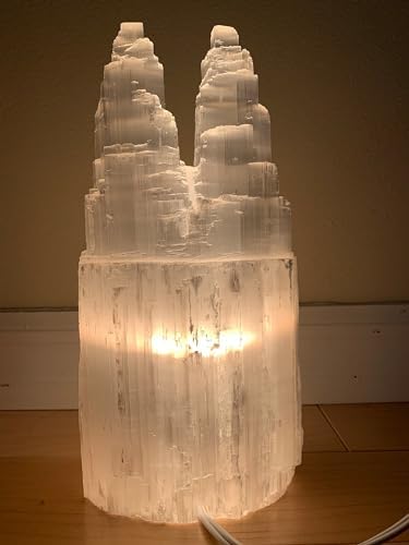 Gaf Treasures Selenite Twin Skyscraper Lamp