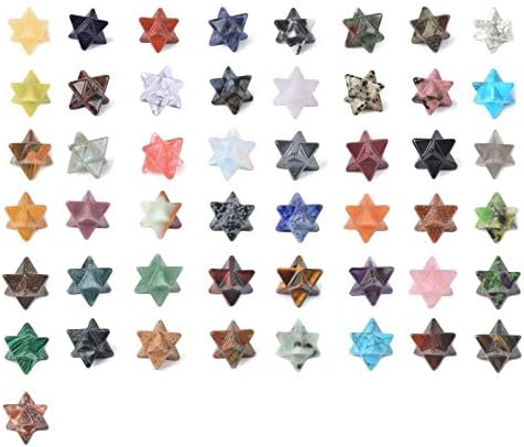 24pcs Multi-Color Carved Merkaba Star Healing Stones