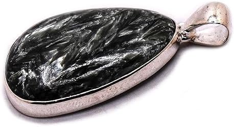 35mm Green Clinochlore Seraphinite Pendant in Sterling Silver