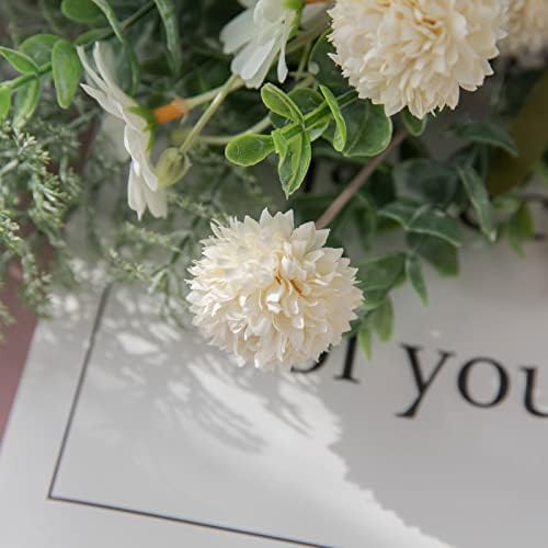 15 Inch Artificial Floral Swag Wreath with Eucalyptus and Burlap Bow