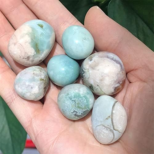 YEAHSO 1pc Natural Green Sakura Agate Tumbled Stone Home Decor