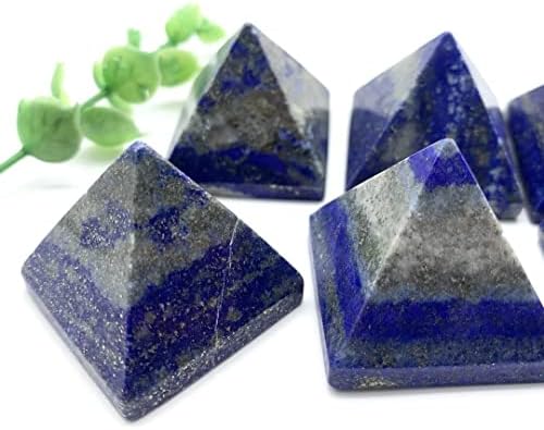 Natural Lapis Lazuli and Quartz Crystal Pyramid Reiki Tower