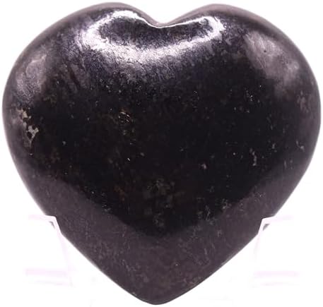 25 Inch Nuummite Carved Heart Crystal Decor Pair with Stand