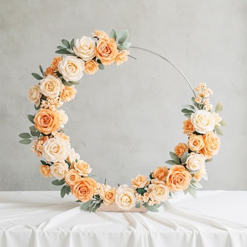 25PCS 12 Inch Silver Metal Wreath Centerpieces with Stand