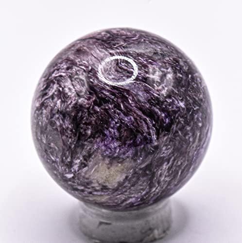 30mm Purple Charoite Sphere with Orange Inclusions Decor Ball - Russia