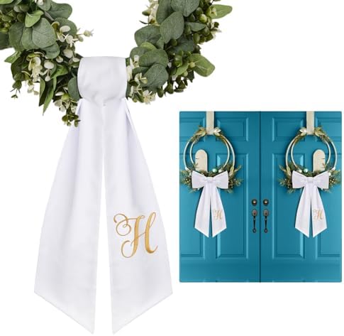 2 Pack Letter H Embroidered Wreath Sash for Front Door