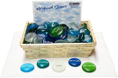 Mermaids Message 100 Frosted Faux Sea Glass Stones with Display Basket