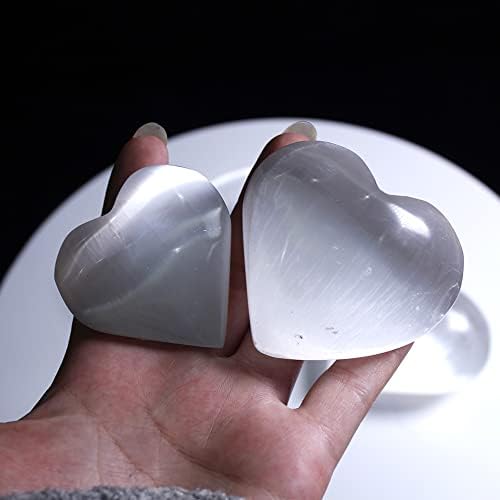 Heart-Shaped Selenite Gemstone Reiki Healing Chakra Stone for Girlfriend