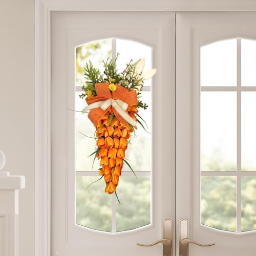 Tulip Carrot Easter Wreath Hanging Ornament with Bunny