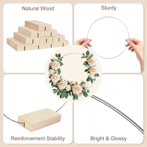 25PCS 12 Inch Silver Metal Wreath Centerpieces with Stand