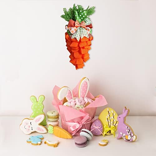 Easter Carrot Wreath with Striped Bow Front Door Decor