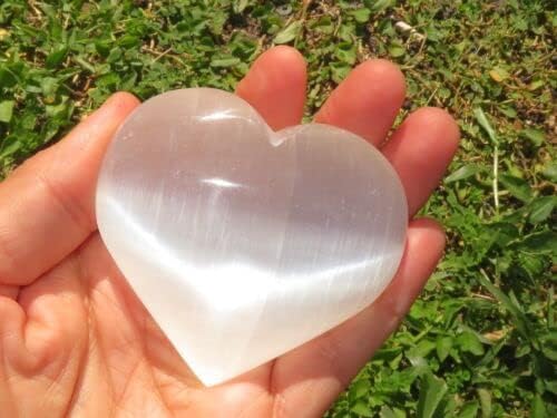 White Selenite Puffy Heart Reiki Crystal XL 1 Piece
