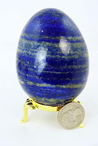 Natural Afghanistan Lapis Lazuli Egg Healing Stone with Stand