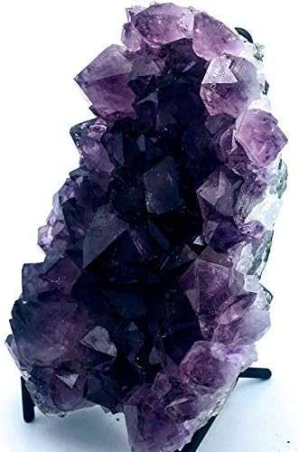 Brazilian Amethyst Crystal Cathedral Druze Geode with Black Stand