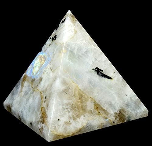 HC Set 79mm Rainbow Moonstone Pyramid Clear Quartz Cabochon