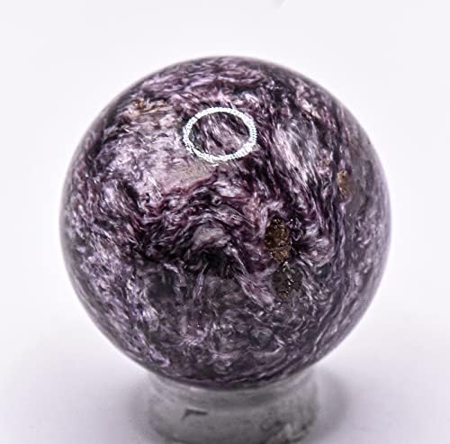 30mm Purple Charoite Sphere with Orange Inclusions Decor Ball - Russia