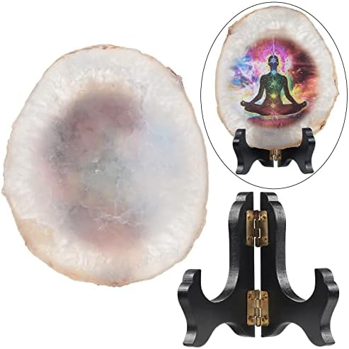 TUMBEELLUWA 7 Chakra Agate Slice Decor with Stand