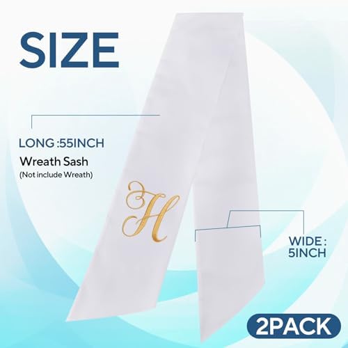 2 Pack Letter H Embroidered Wreath Sash for Front Door