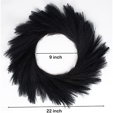 Black Faux Pampas Grass Wreath 24 for Front Door