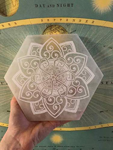 Etched Selenite Charging Plate 8 Inches