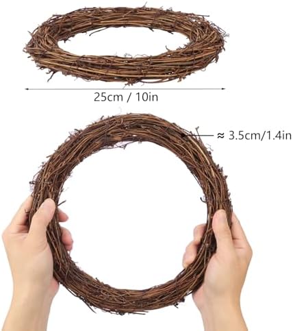 7pcs 10 Inch Natural Rattan Wreath for Home Decor