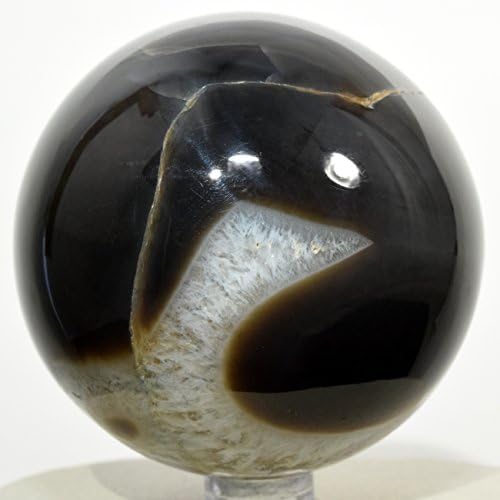 HQRP 67mm White Black Agate Sphere Decor Stone with Stand