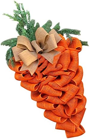 236 Inch Easter Carrot Wreath with Bow and Eucalyptus Leaves